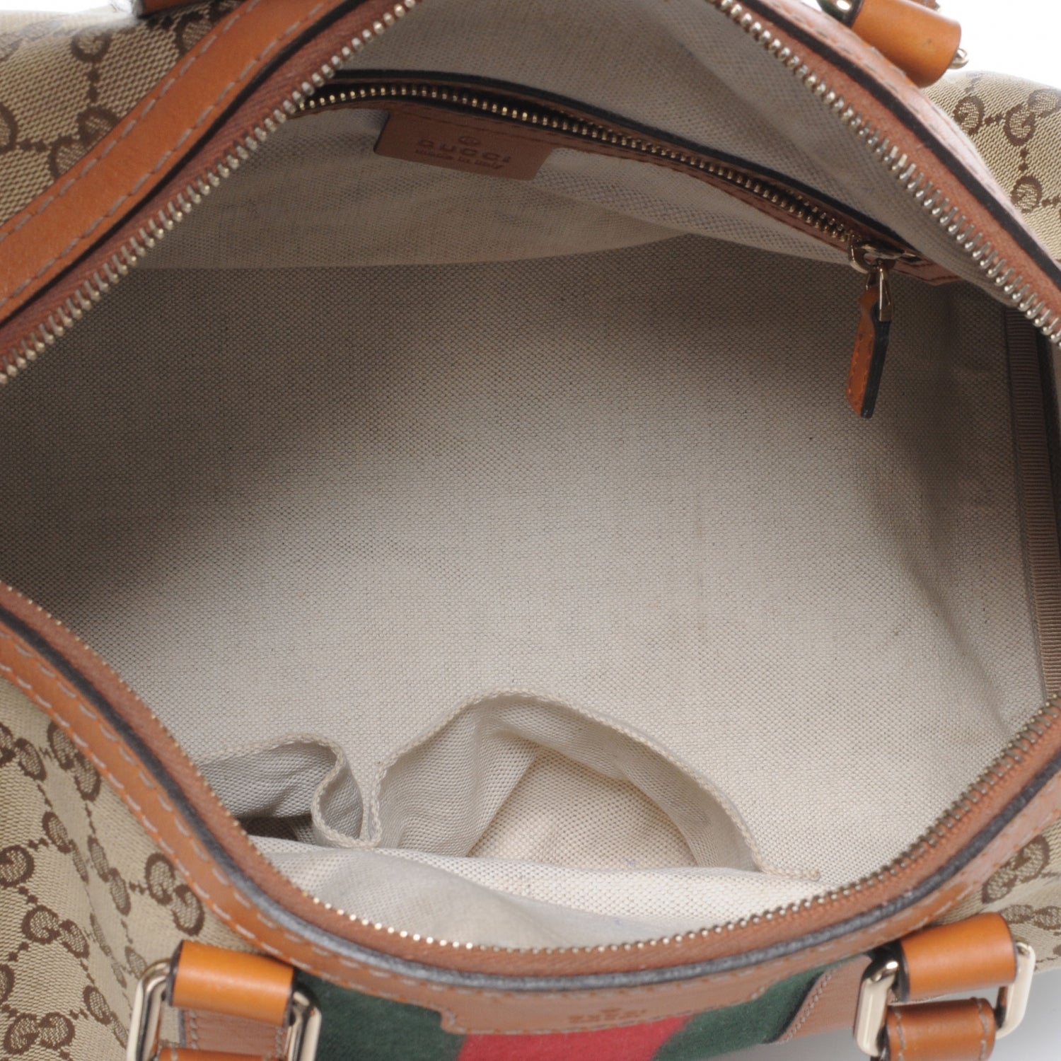 Gucci Monogram Vintage Web Medium Boston Tan 5 of 11