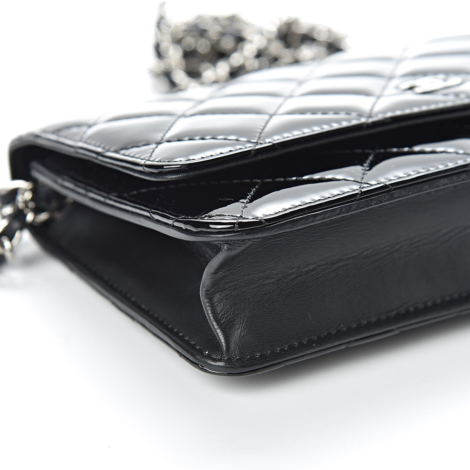 Chanel Patent Quilted Wallet On Chain WOC Black 11 of 13