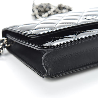 Chanel Patent Quilted Wallet On Chain WOC Black 11 of 13