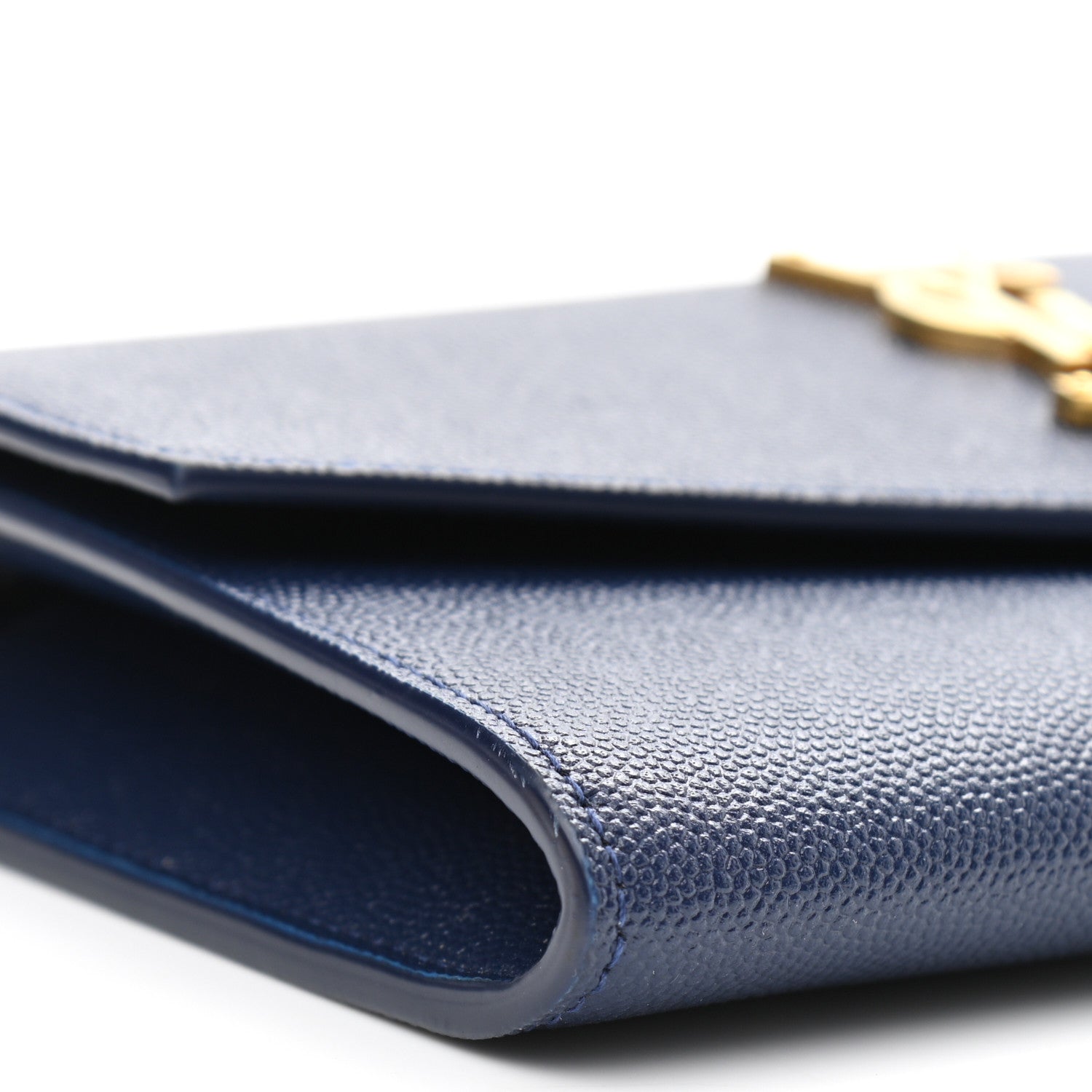Saint Laurent Grain De Poudre Monogram Uptown Chain Wallet Blue Charron 10 of 13