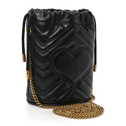 Gucci Calfskin Matelasse Mini GG Marmont 2.0 Bucket Bag Black 3 of 9