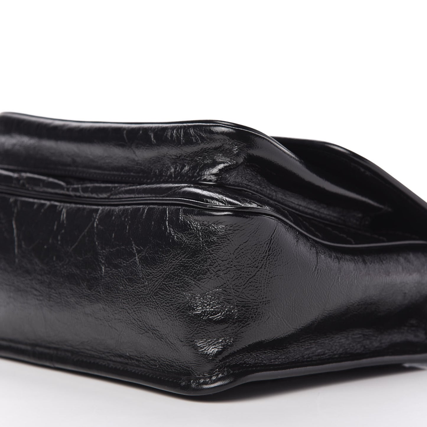 Crinkled Calfskin Matelasse Monogram Medium Niki Chain Satchel Black