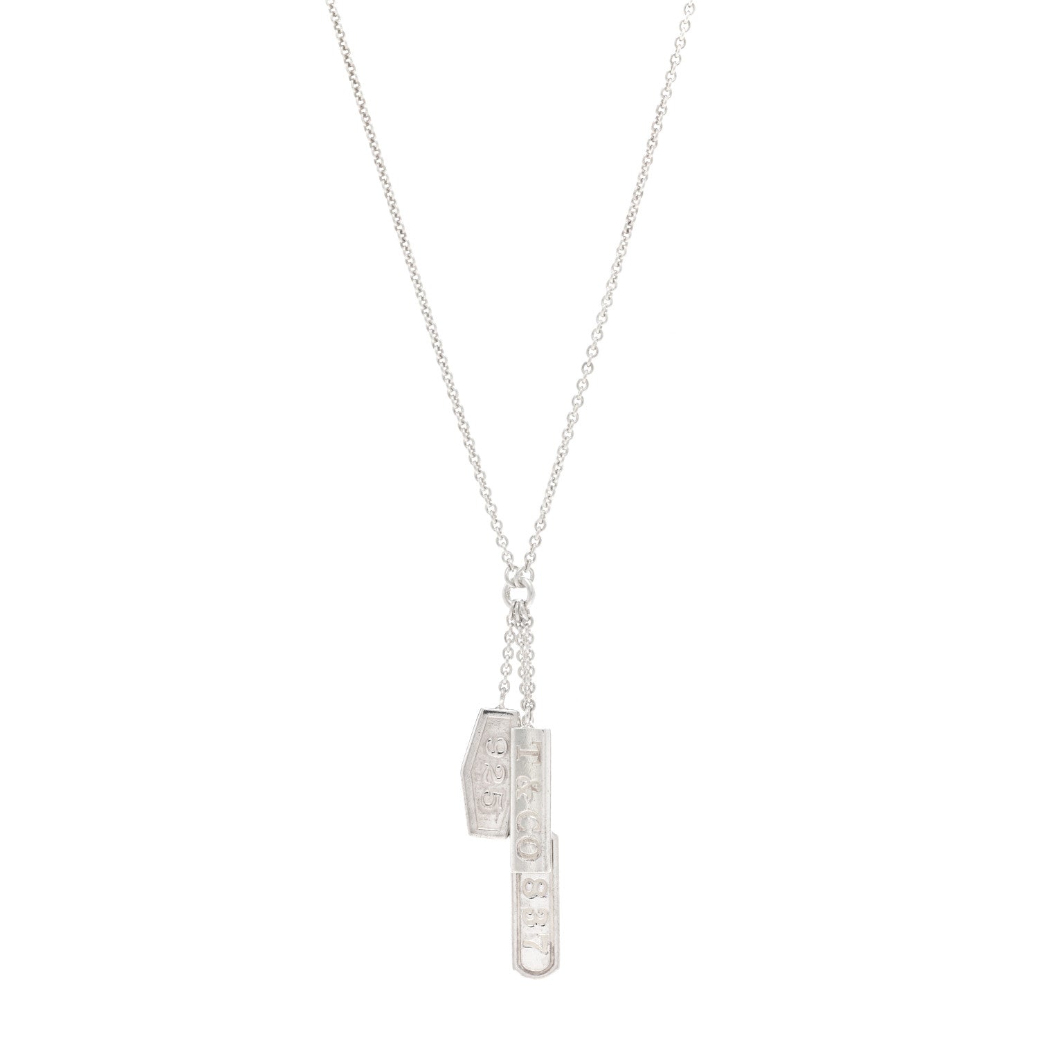 Tiffany Sterling Silver 1837 Triple Tag Lariat Necklace 1 of 4