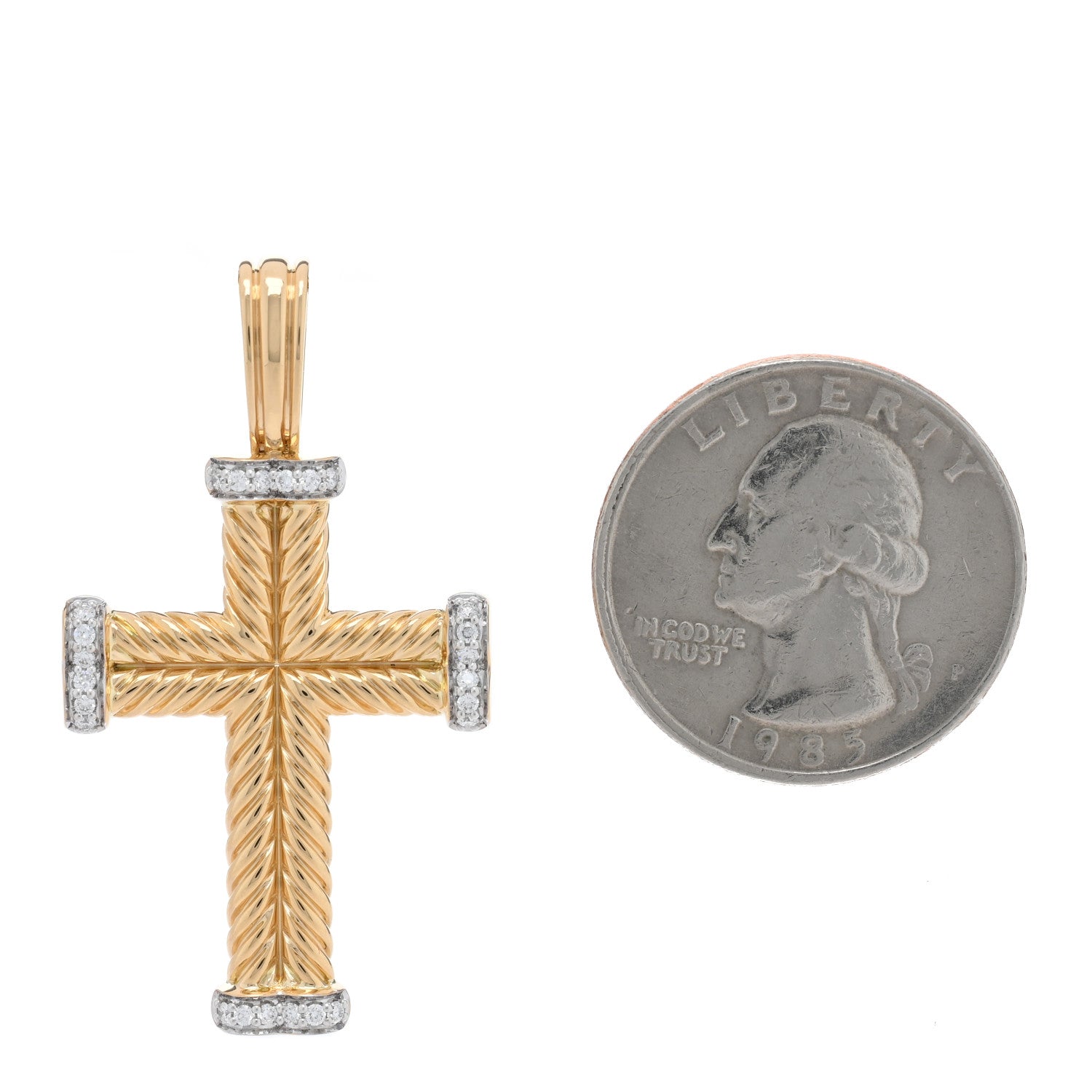 David Yurman 18K Yellow Gold Diamond Chevron Cross Pendant 2 of 4