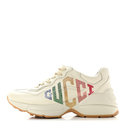 Gucci Calfskin Glitter Game Logo Womens Rhyton Sneakers 36.5 Mystic White 1 of 12