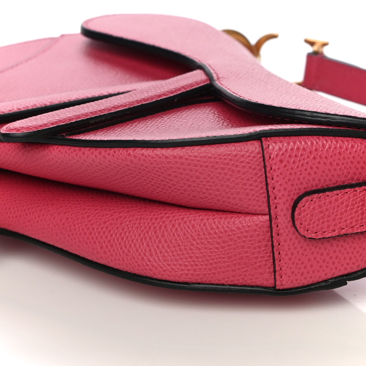 Grained Calfskin Mini Saddle Bag Pink