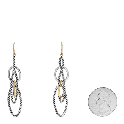 David Yurman Sterling Silver 18K Yellow Gold Mobile Oval Drop Earrings 2 of 4