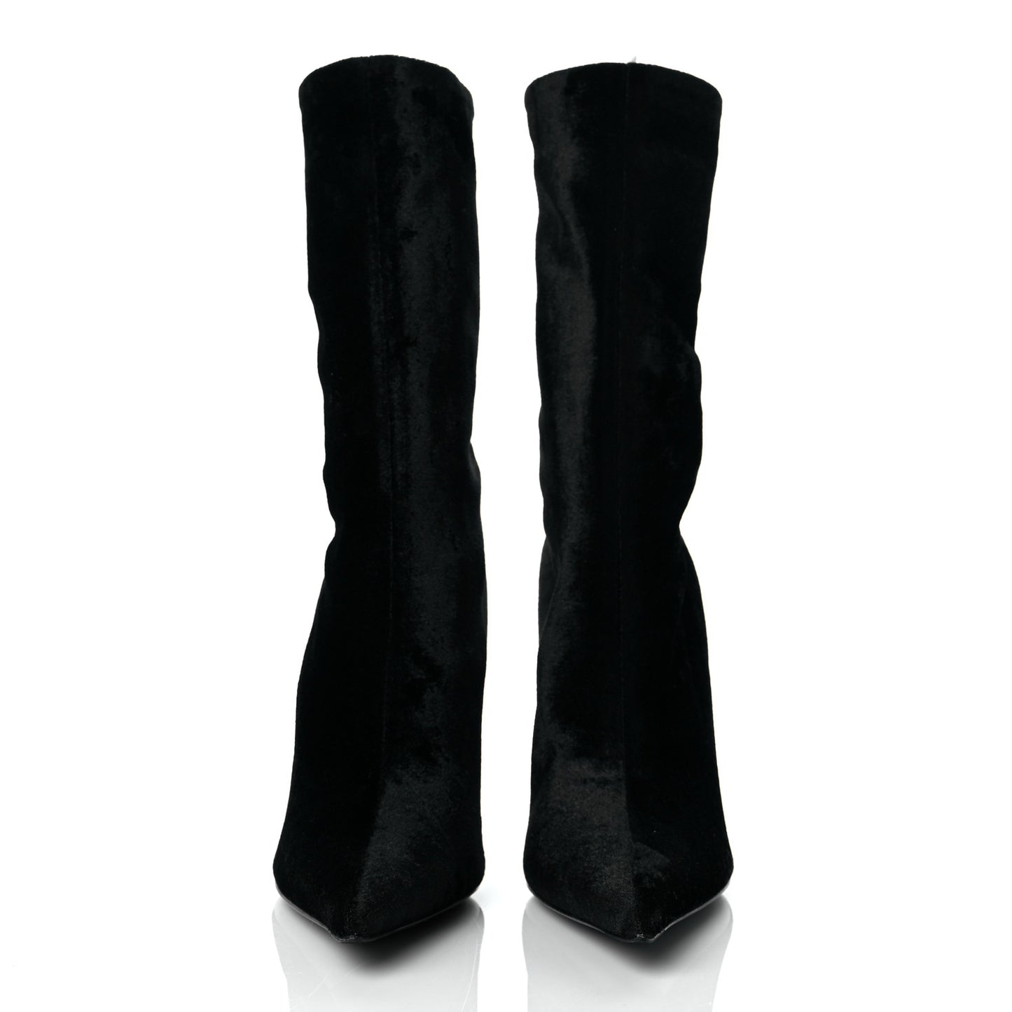 Velvet Spandex Extreme Pointed Toe Knife Ankle Boots 38 Black