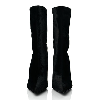 Balenciaga Velvet Spandex Extreme Pointed Toe Knife Ankle Boots 38 Black 2 of 8
