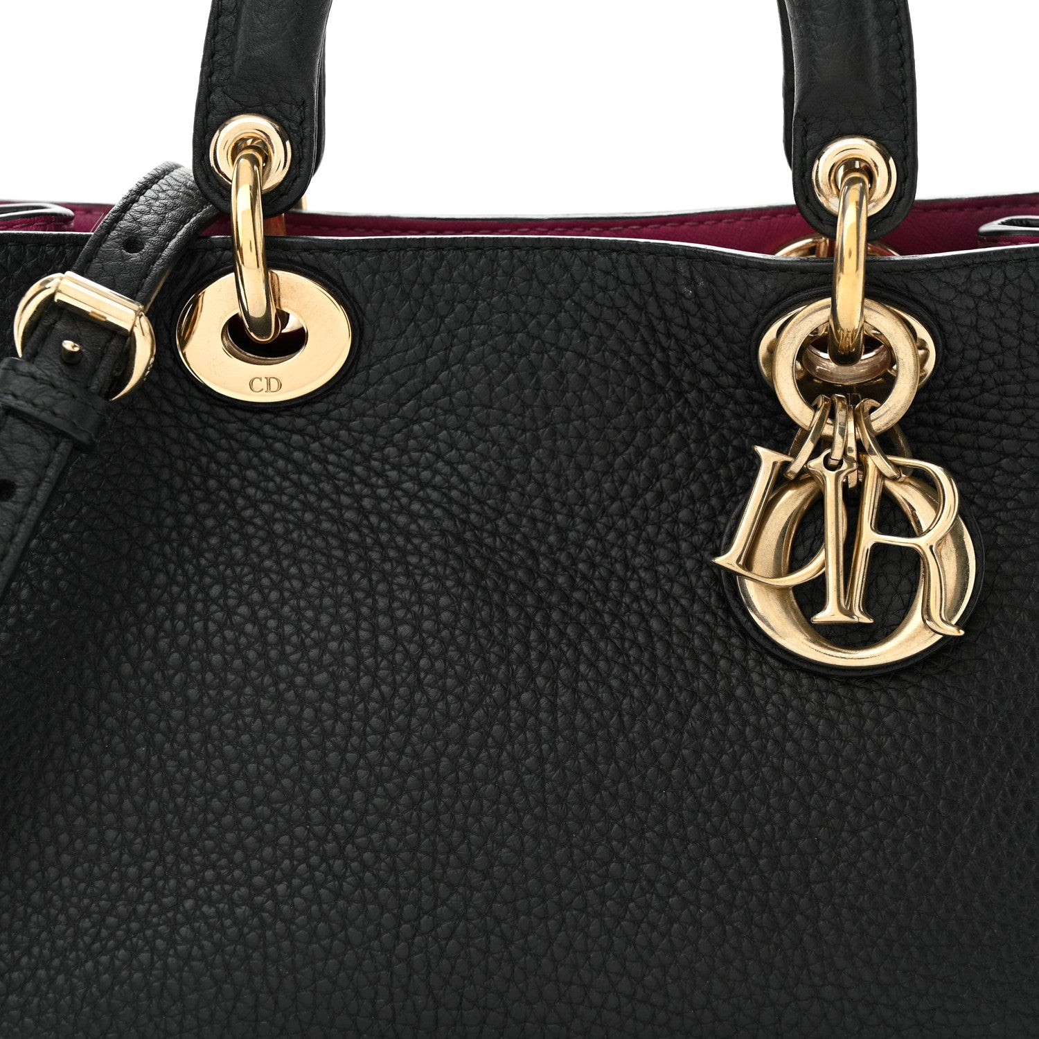 Christian Dior CHRISTIAN DIOR Bullcalf Small Diorissimo Tote Black Rose Indien 8 of 10