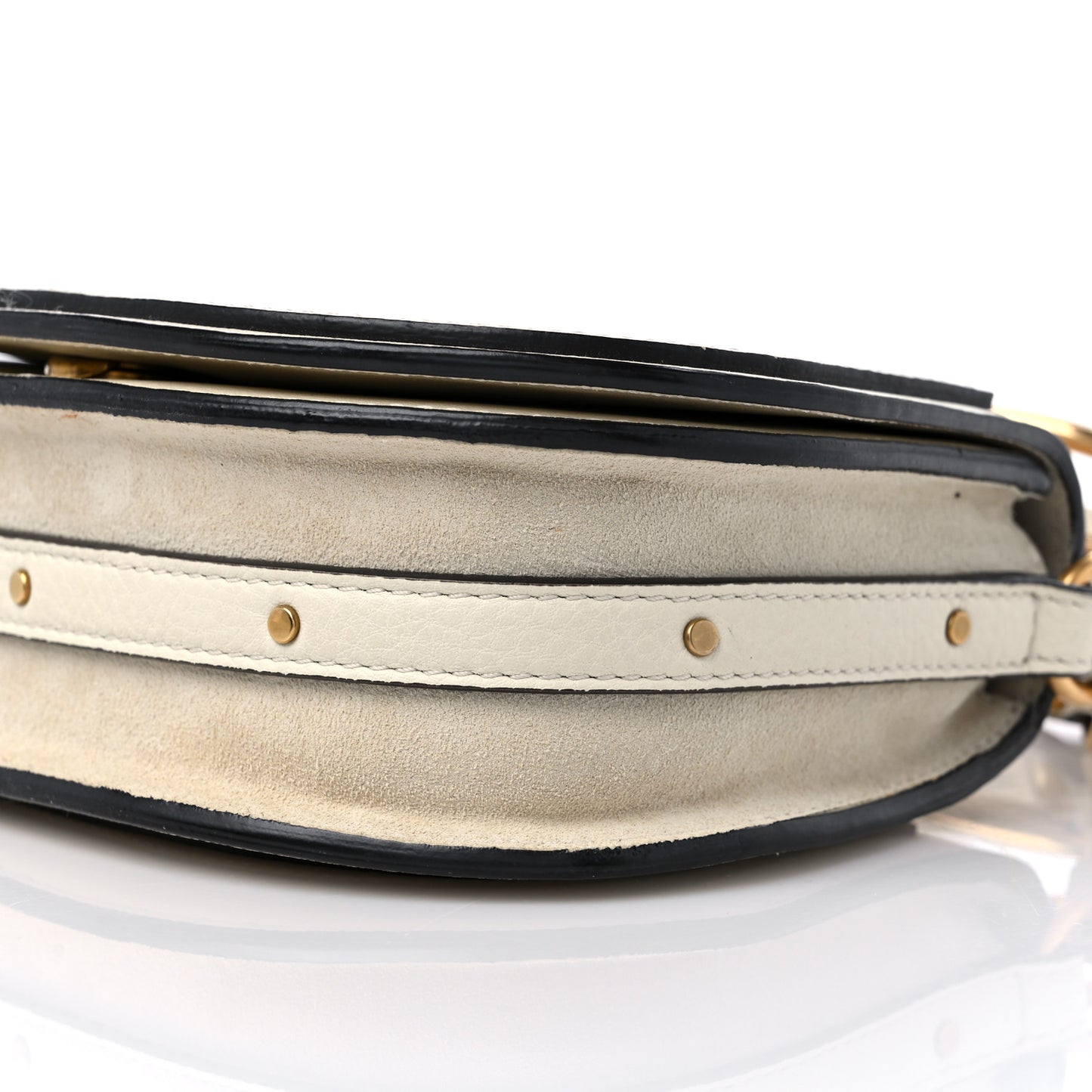 Calfskin Suede Small Nile Bracelet Bag Off White