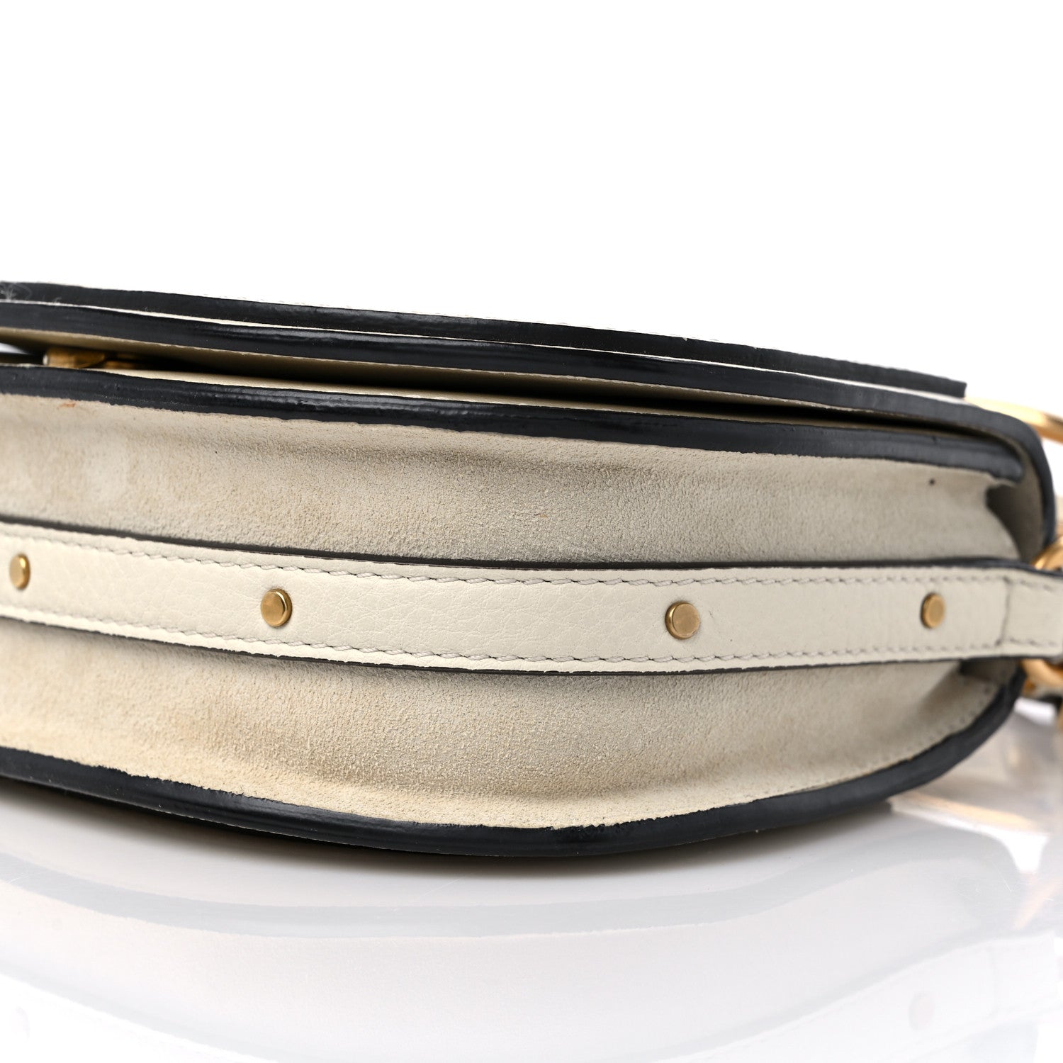 Chloe Calfskin Suede Small Nile Bracelet Bag Off White 8 of 12