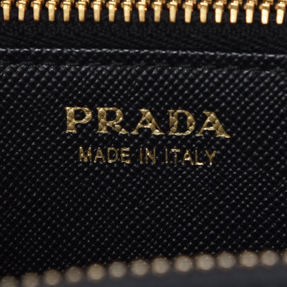 Prada Saffiano Triangle Zip Around Wallet Black 6 of 7