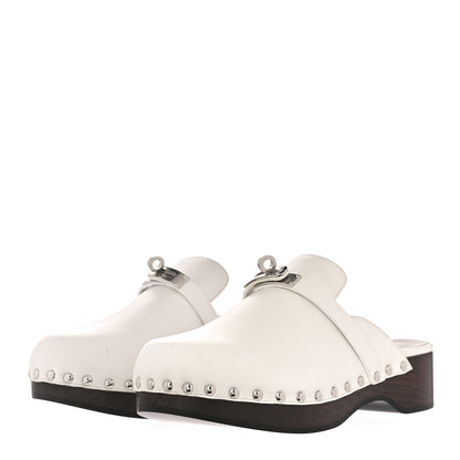 Hermes Calfskin Carlotta Mules 36 White 4 of 11