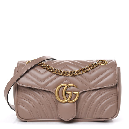 Gucci Calfskin Matelasse Small GG Marmont Shoulder Bag Porcelain Rose 1 of 9