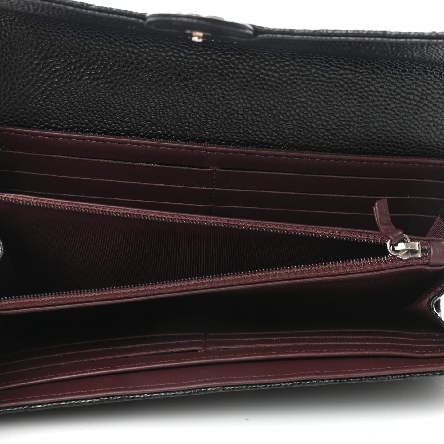 Caviar Quilted Large Gusset Flap Wallet Black