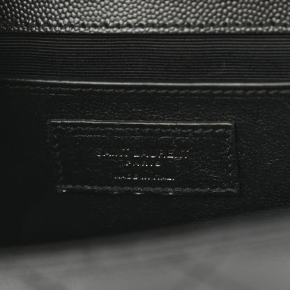 Saint Laurent Grain De Poudre Textured Mixed Matelasse Triquilt Medium Monogram Monochrome Satchel Black 6 of 10