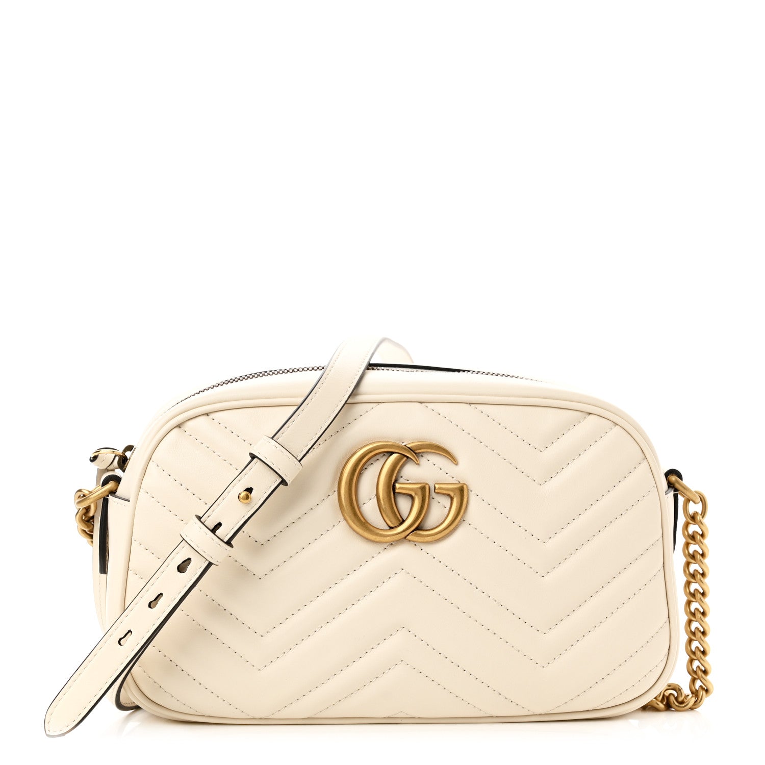 Gucci Calfskin Matelasse Small GG Marmont Chain Shoulder Bag White 1 of 10