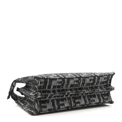 Fendi Chenille Vitello Seta FF Peekaboo I See U X Cross Satchel Blue Notte 4 of 11