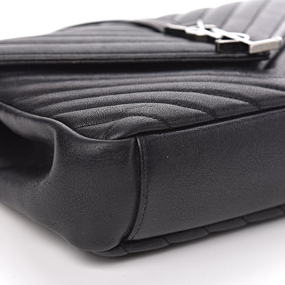 Saint Laurent Sheepskin Matelasse Chevron Monogram Medium College Bag Black 13 of 15