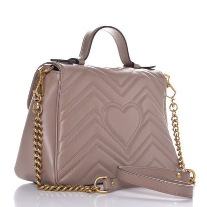 Gucci Calfskin Matelasse Small GG Marmont Top Handle Shoulder Bag Porcelain Rose 3 of 7