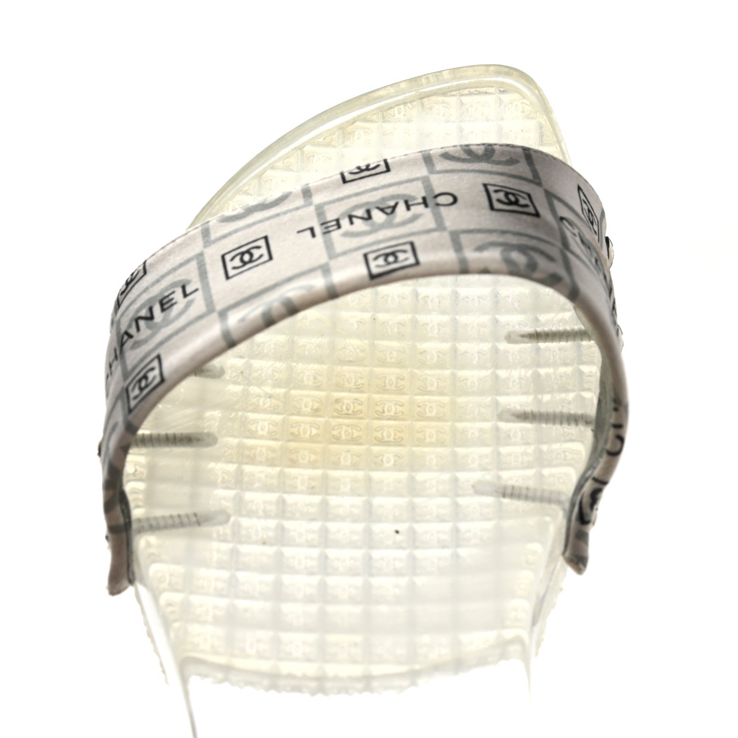 Chanel PVC Transparent Satin CC Logo Sport Slide Sandal 36 White Silver 8 of 9