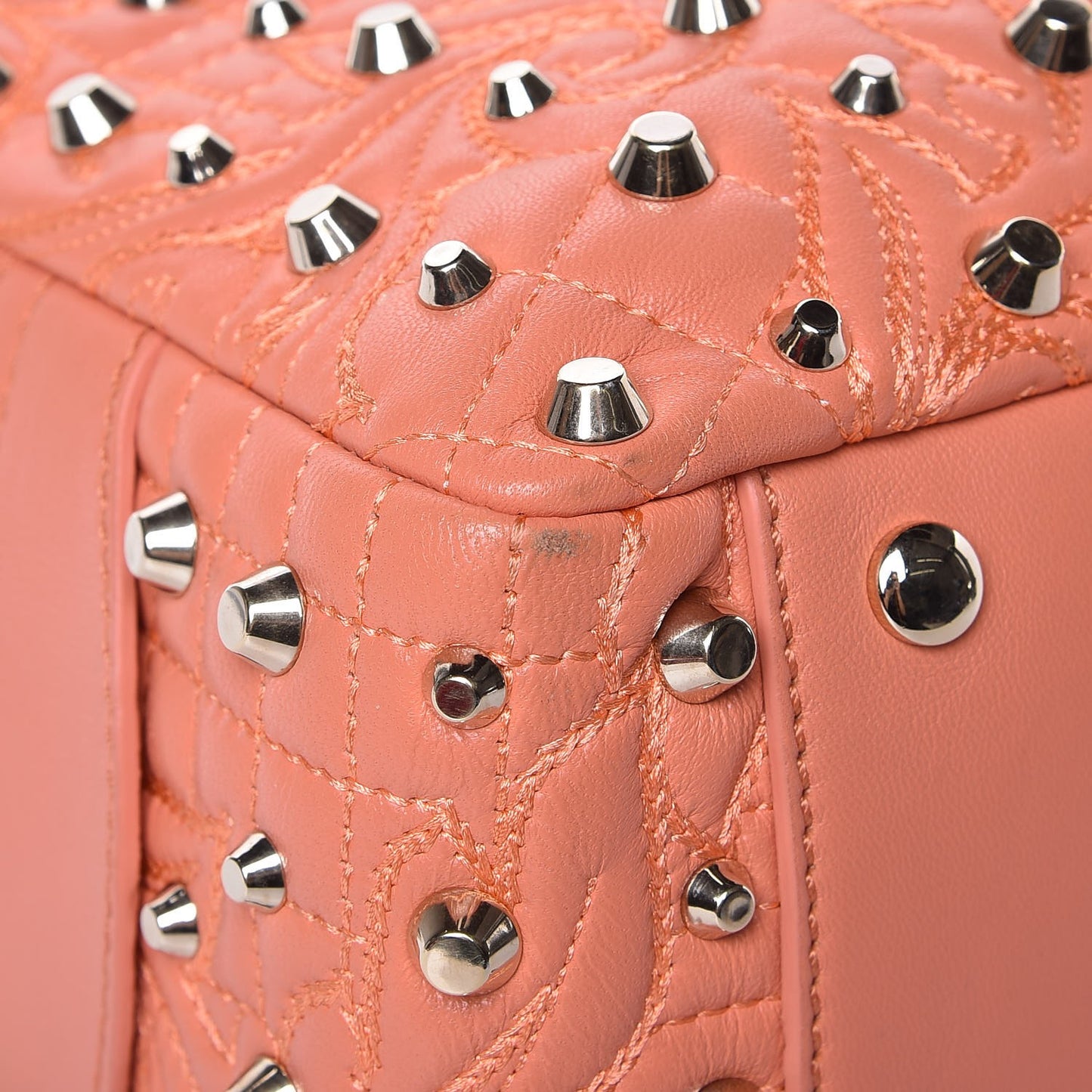 Nappa Barocco Quilted Studded Vanitas Demetra Salmon