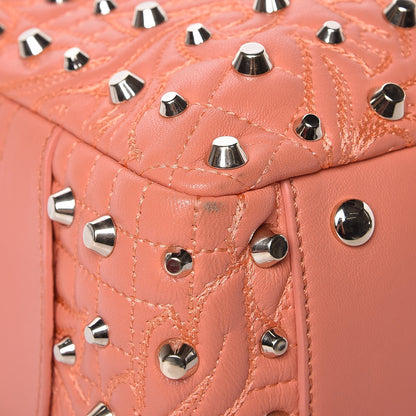 Versace Nappa Barocco Quilted Studded Vanitas Demetra Salmon 9 of 12