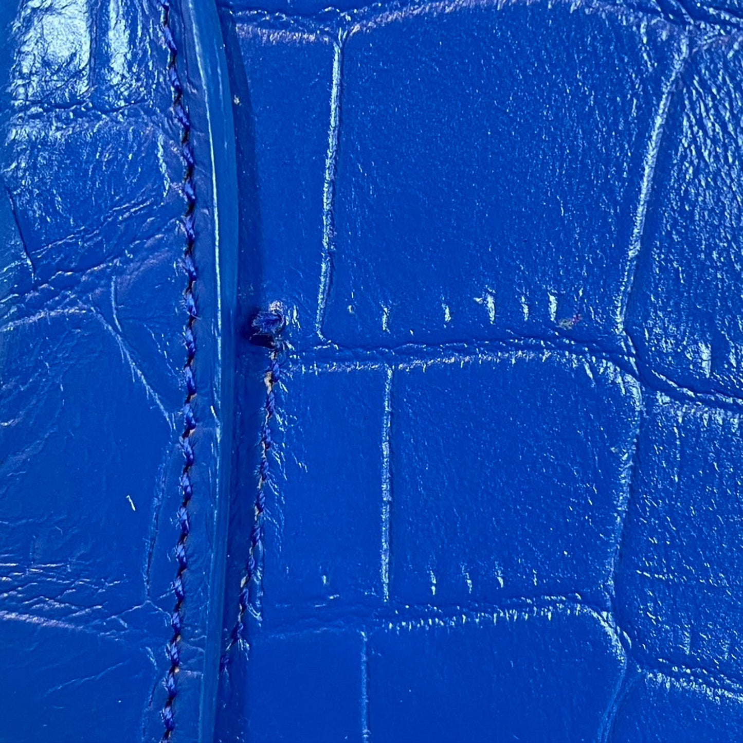 Calfskin Crocodile Embossed Small Sac De Jour Royal Blue
