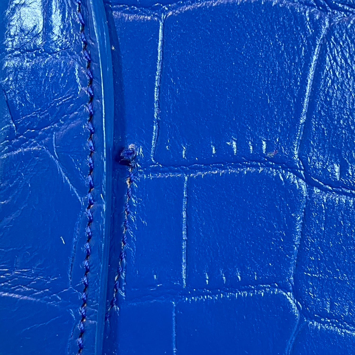 Saint Laurent Calfskin Crocodile Embossed Small Sac De Jour Royal Blue 12 of 14