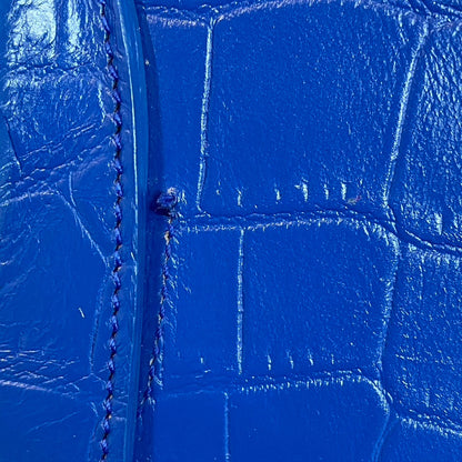 Saint Laurent Calfskin Crocodile Embossed Small Sac De Jour Royal Blue 12 of 14