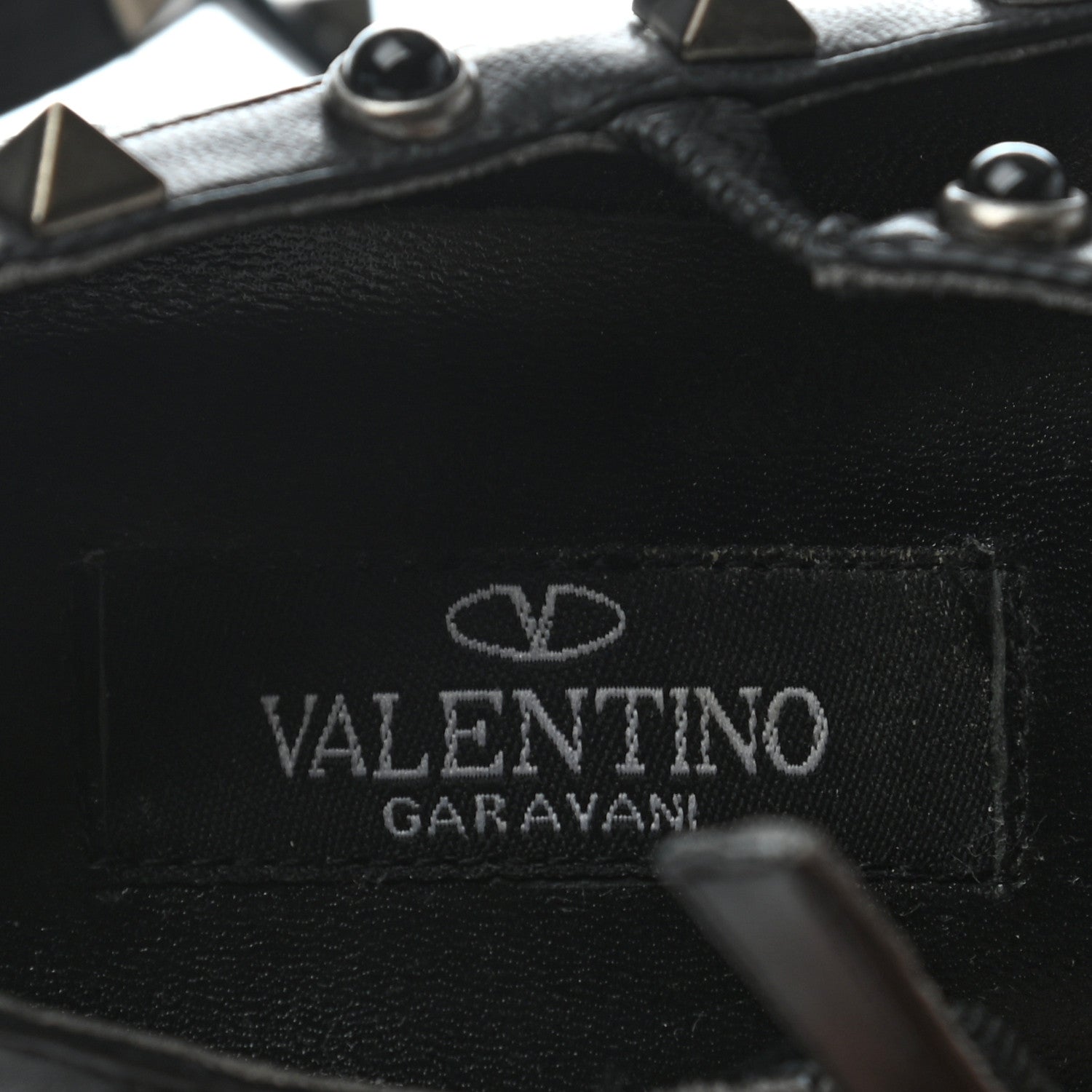 Valentino Garavani Pebbled Calfskin Onyx Rockstud Rolling Cage Ballerina Flats 36 Black 7 of 7