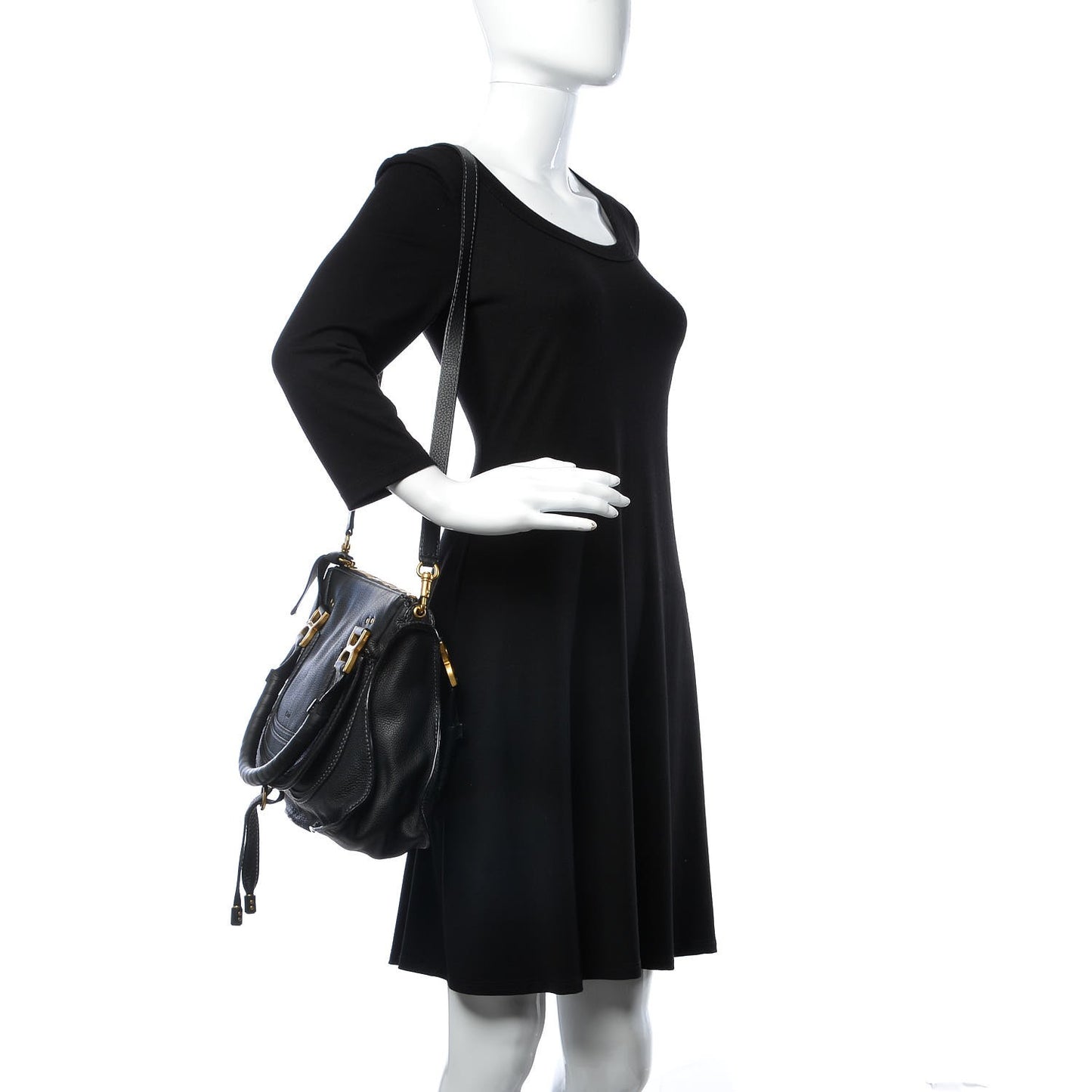 Calfskin Medium Marcie Satchel Black