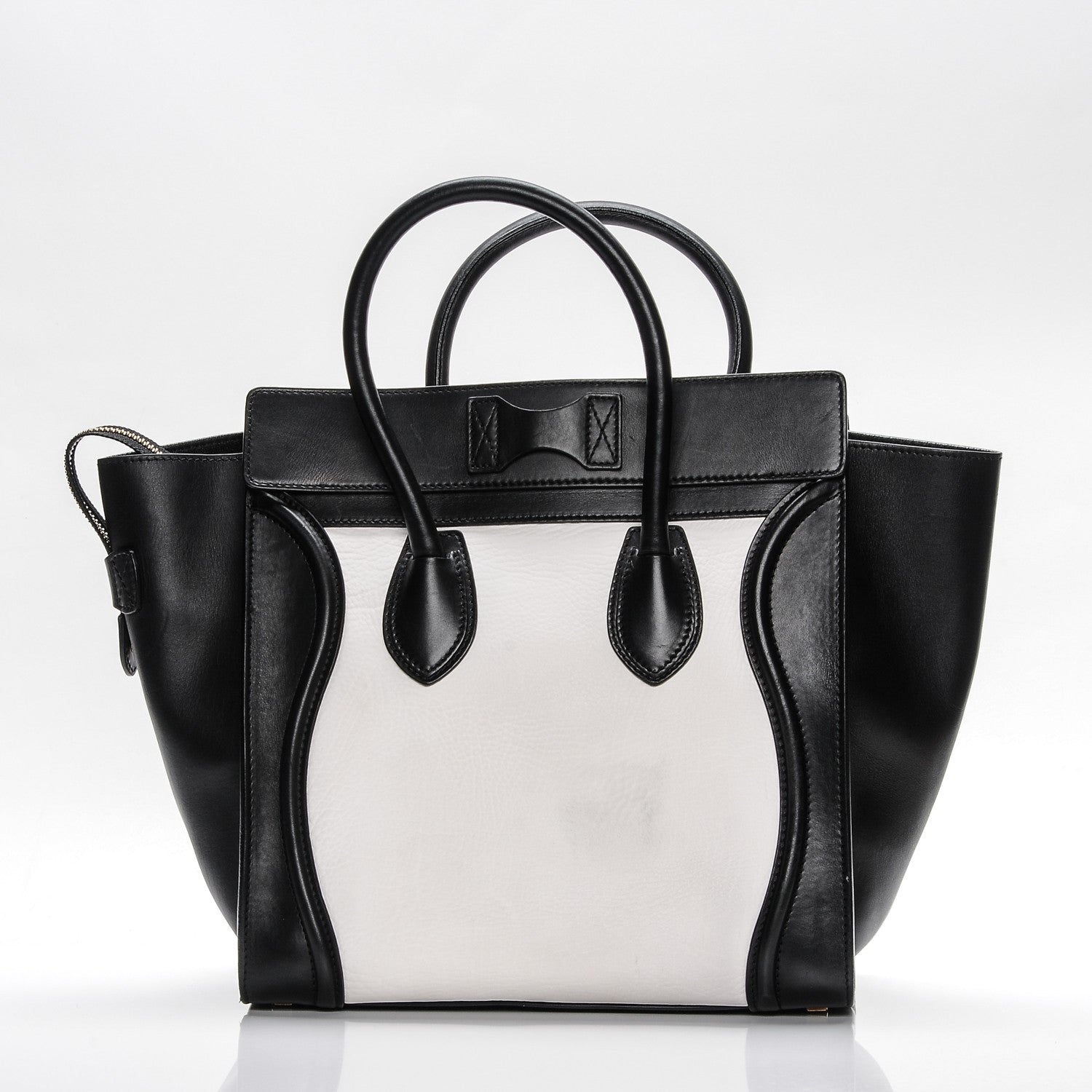 Celine Smooth Calfskin Shrunken Lambskin Mini Bi-Color Luggage Black White 4 of 9