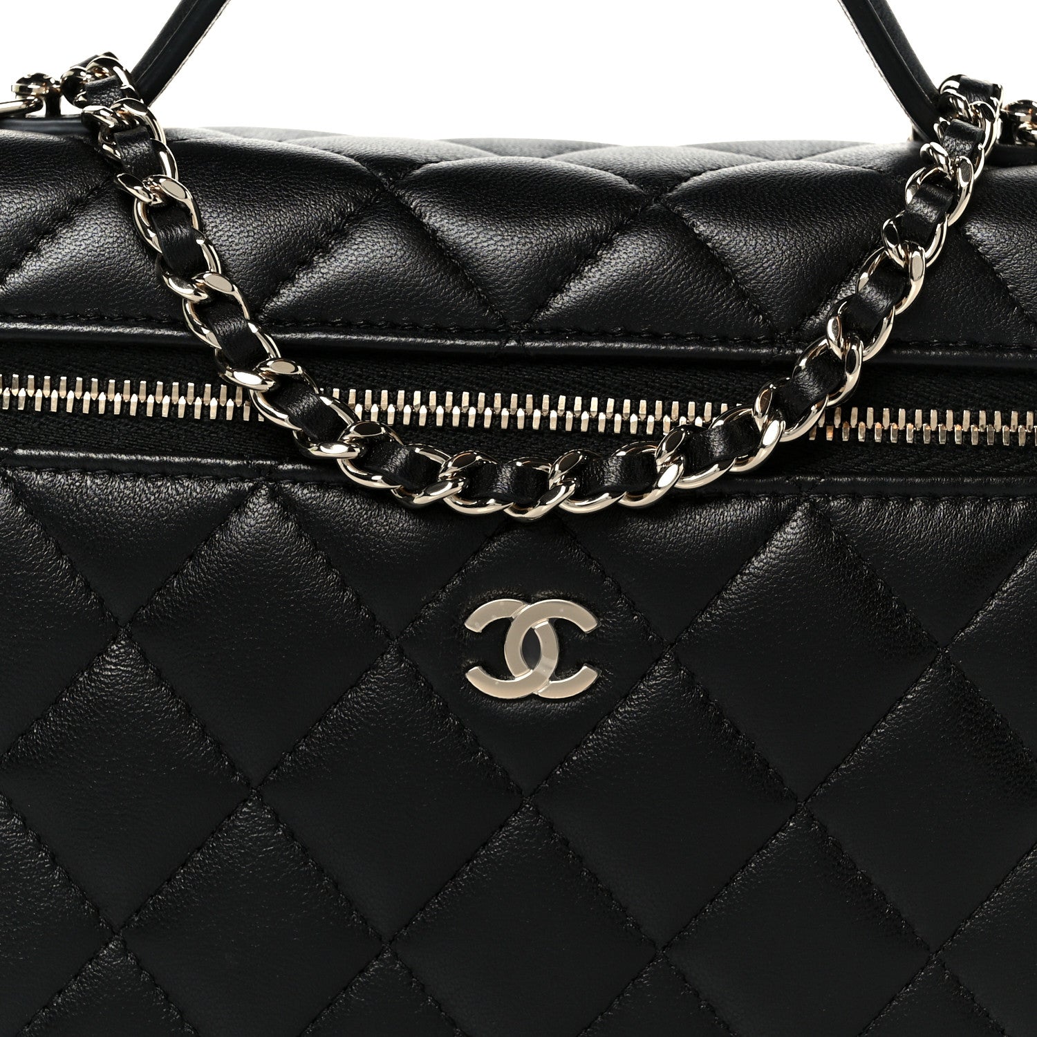 Chanel Lambskin Quilted Top Handle Slim Vanity With Chain Black 8 of 11