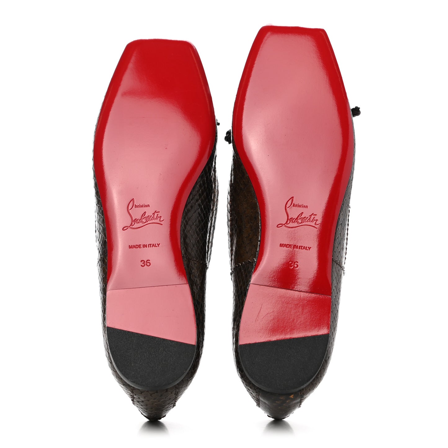 Snakeskin Embossed Mamadrague Flats 36 Dark Brown