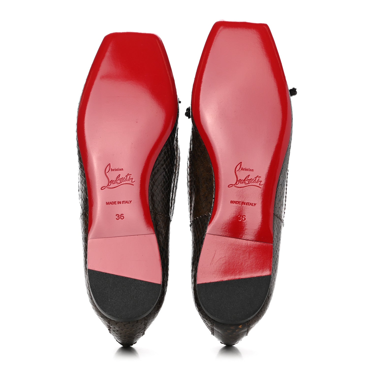 Christian Louboutin Snakeskin Embossed Mamadrague Flats 36 Dark Brown 5 of 7