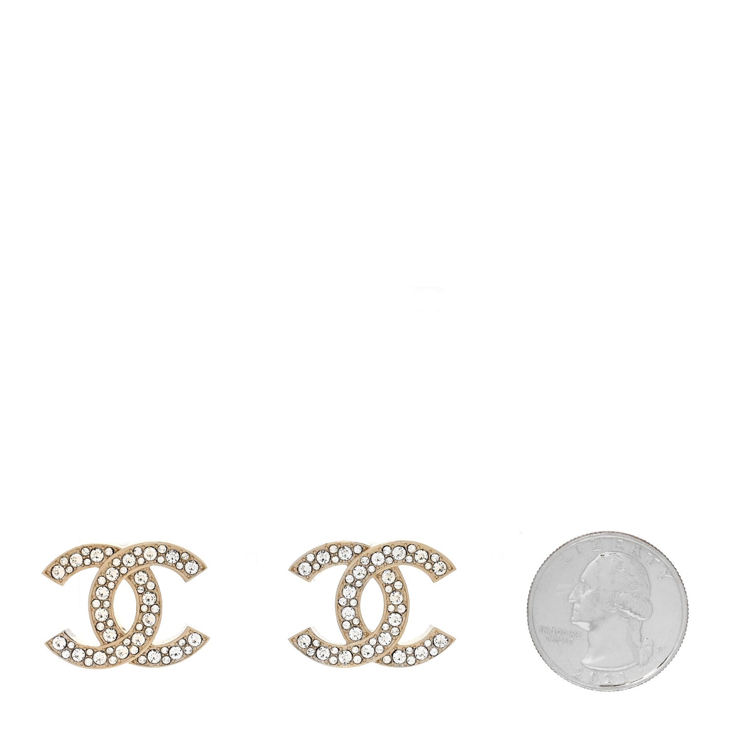 Chanel Crystal CC Earrings Light Gold 2 of 5