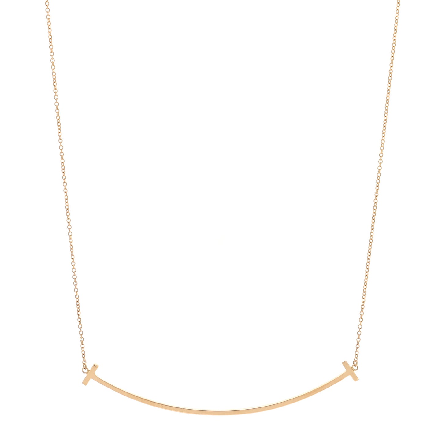 18K Yellow Gold Small T Smile Pendant Necklace