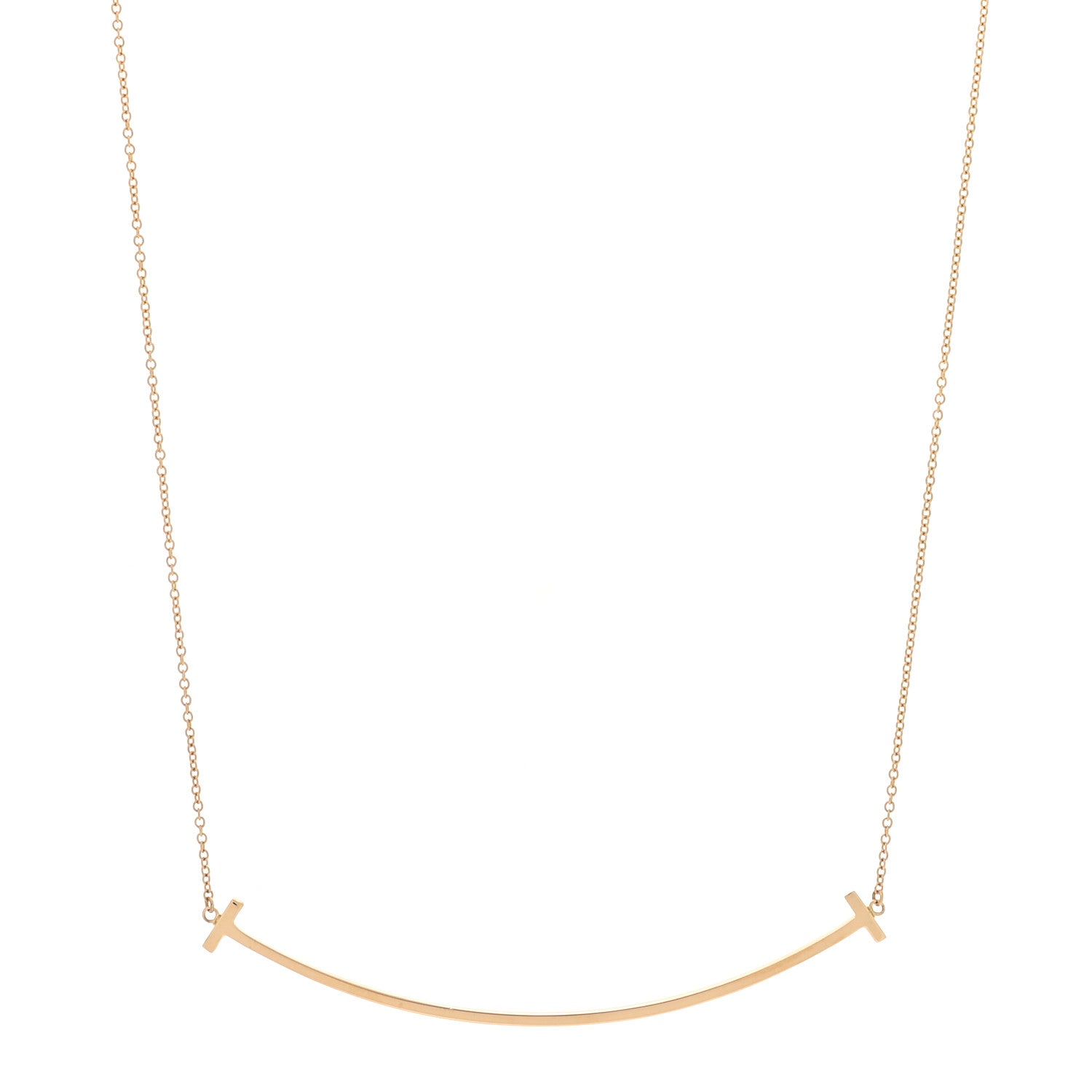 Tiffany 18K Yellow Gold Small T Smile Pendant Necklace 1 of 6
