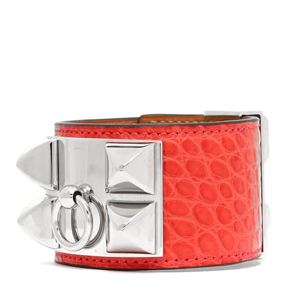 Hermes Matte Alligator Collier De Chien CDC Bracelet S Geranium 1 of 8