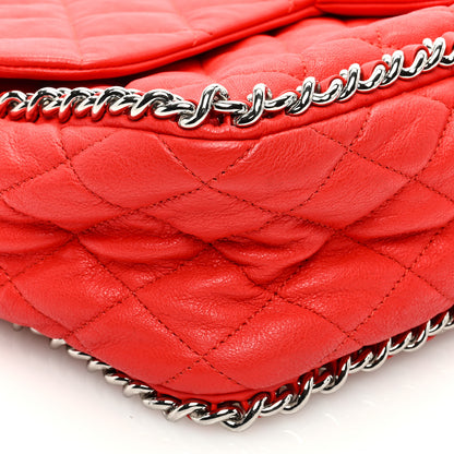 Chanel Washed Lambskin Quilted Maxi Chain Around Flap Red 9 of 11