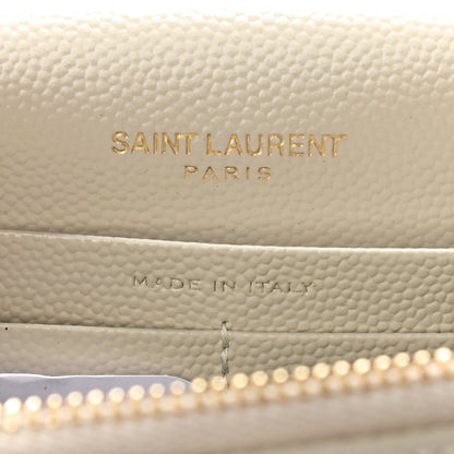Saint Laurent Grain De Poudre Matelasse Chevron Monogram Envelope Chain Wallet Optical White 6 of 9