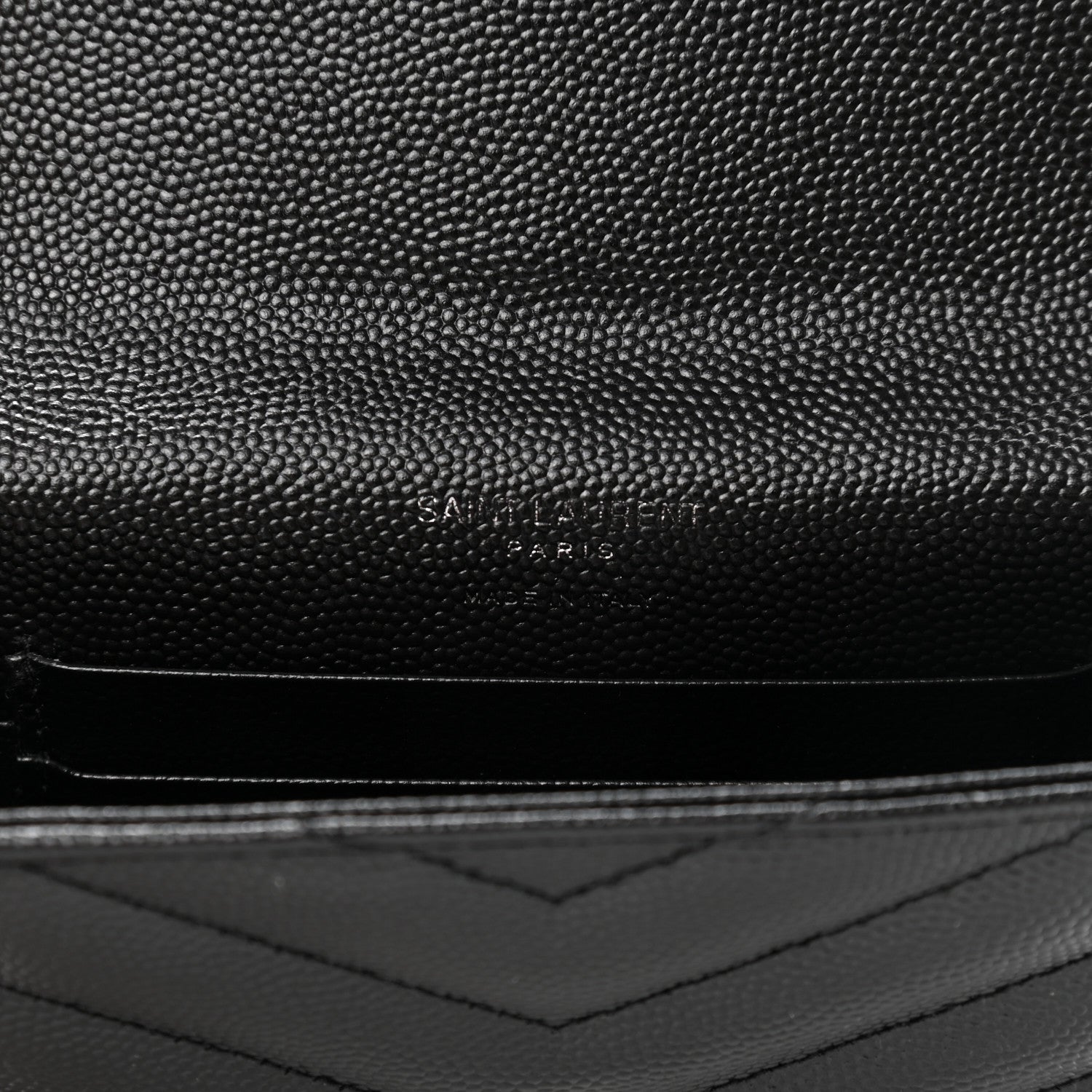 Saint Laurent Grain De Poudre Matelasse Chevron Monogram Card Case Black 6 of 7