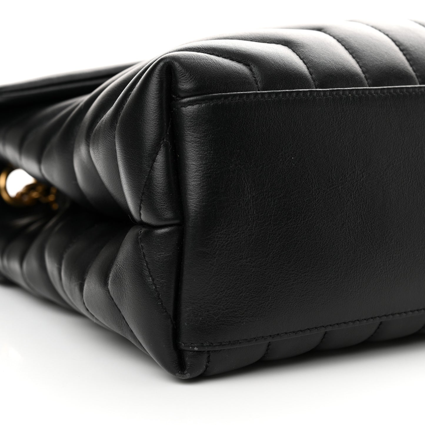 Calfskin Y Quilted Monogram Medium Loulou Chain Satchel Black