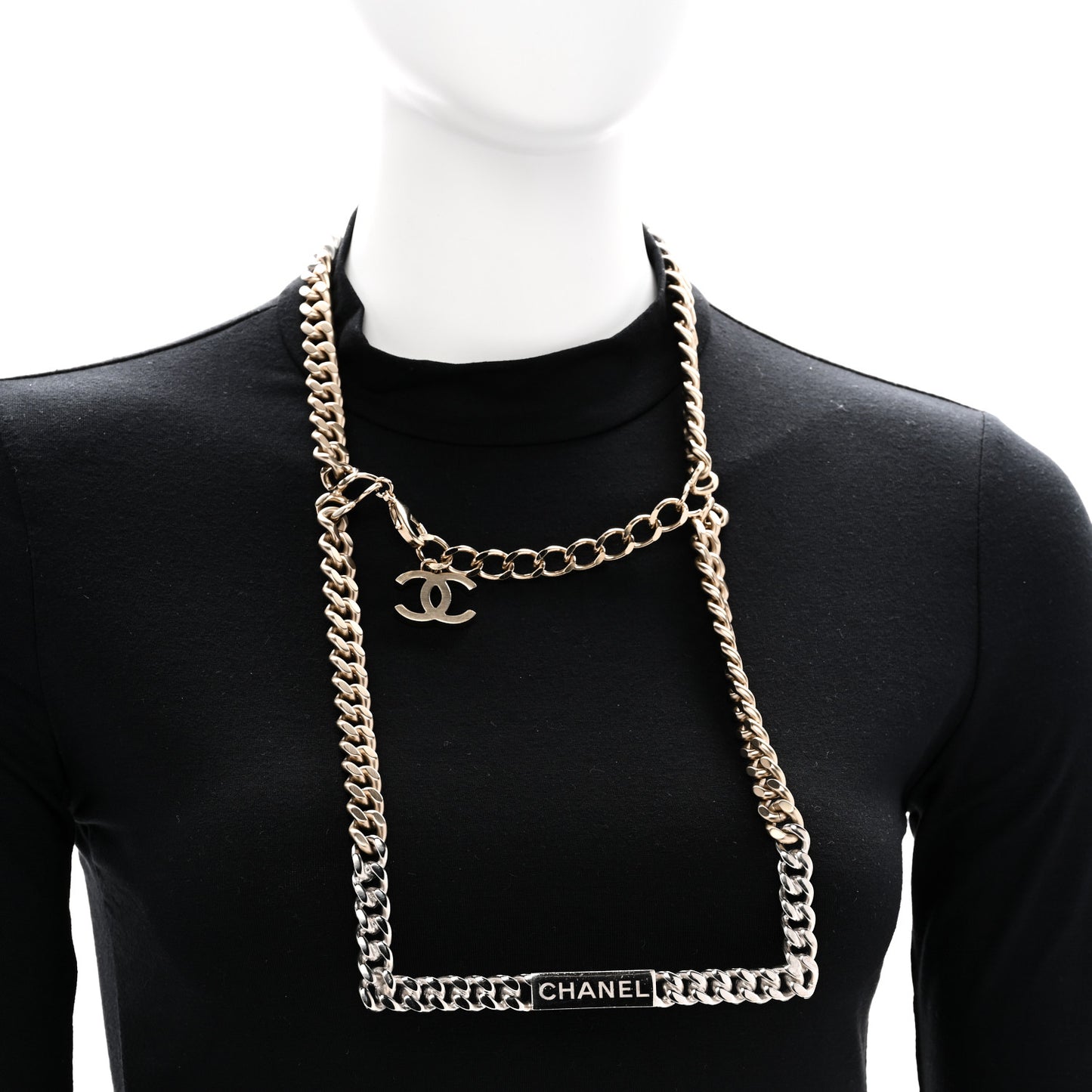 Oversized Chain Logo Short Necklace Silver Gold