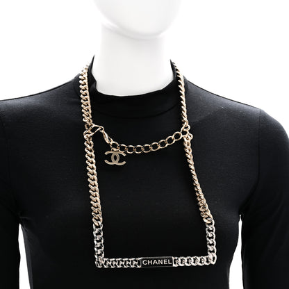 Chanel Oversized Chain Logo Short Necklace Silver Gold 2 of 5