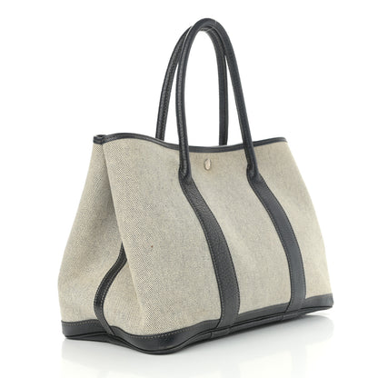 Hermes Twill H Negonda Garden Party 36 MM Tote Ecru Black 3 of 12