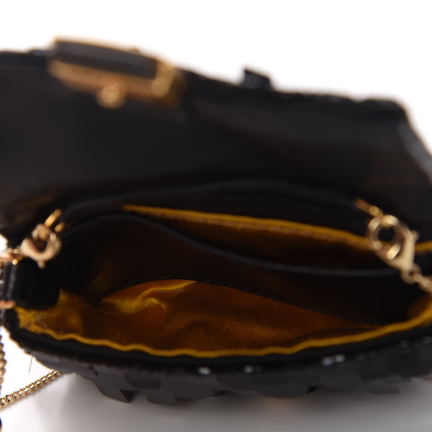 Fendi Sequin Paillettes Shiny Nappa Sex and the City Nano Baguette Belt Charm Black 5 of 10