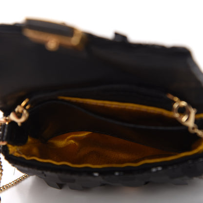 Fendi Sequin Paillettes Shiny Nappa Sex and the City Nano Baguette Belt Charm Black 5 of 10